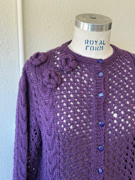 Vintage Crochet Floral Sweater