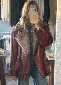 Vintage Brown Leather Coat