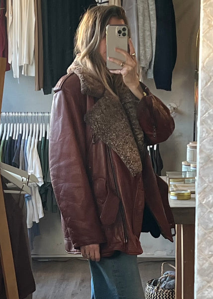 Vintage Brown Leather Coat