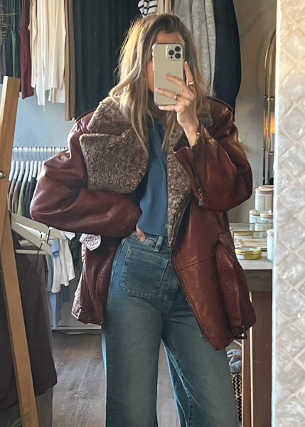 Vintage Brown Leather Coat