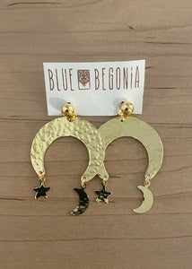 Moon and Star Dangle Earrings