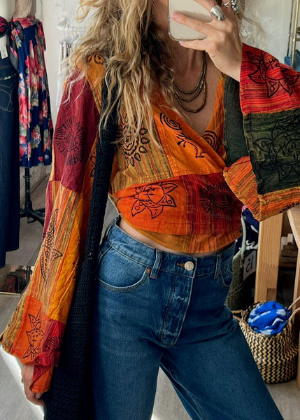 Vintage Patchwork Tie Top