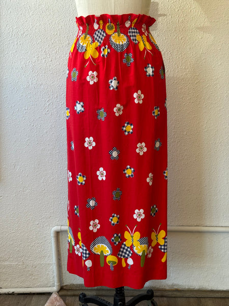 Vintage Red Floral Skirt