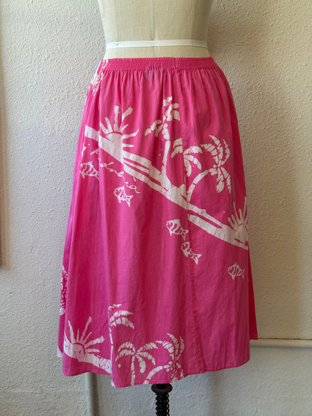 Vintage Beach Print Skirt
