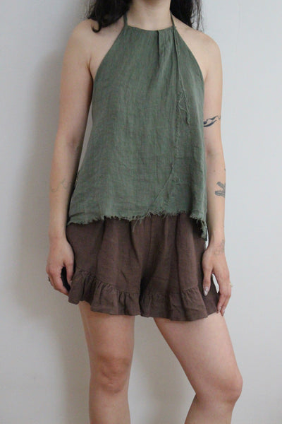Ruffle Linen Shorts