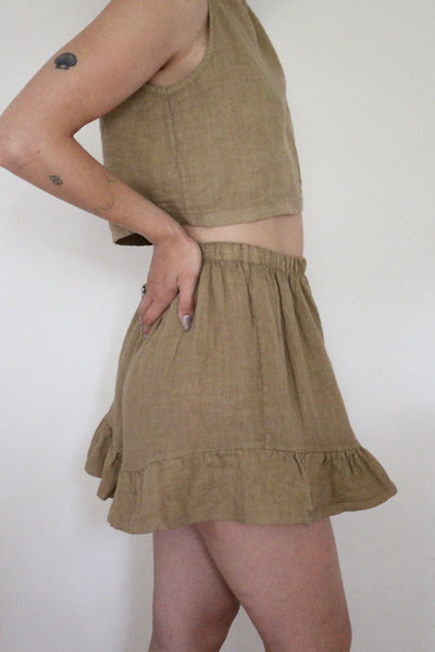 Ruffle Linen Shorts