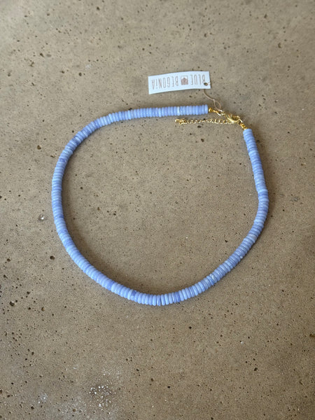 Blue Lace Agate Beaded Necklace - 6mm