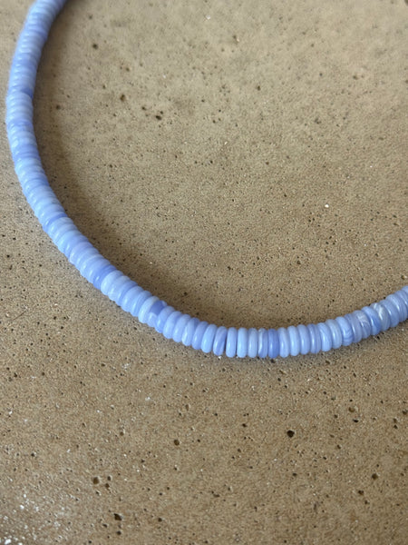 Blue Lace Agate Beaded Necklace - 6mm