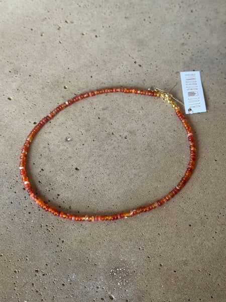 Red Agate Beaded Necklace - 4mm