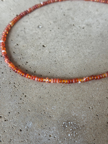 Red Agate Beaded Necklace - 4mm
