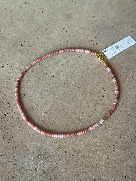 Rhodochrosite Beaded Necklace - 4mm