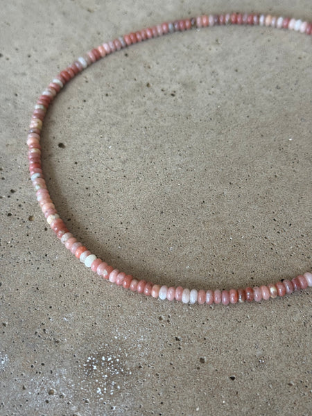 Rhodochrosite Beaded Necklace - 4mm