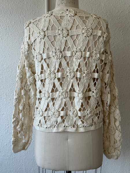 Vintage Crochet Flower Cardigan