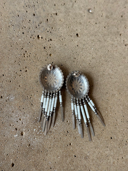 Vintage Sterling Silver Concho Earrings