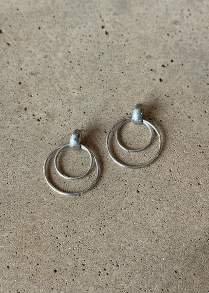 Vintage Sterling Silver Double Hoop Earrings