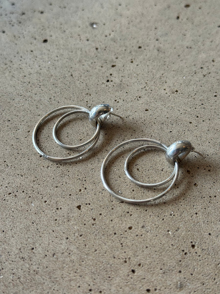 Vintage Sterling Silver Double Hoop Earrings