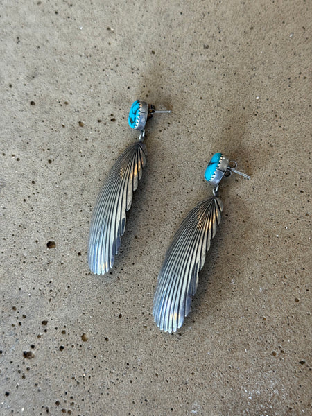 Vintage Sterling Silver Feather Earrings
