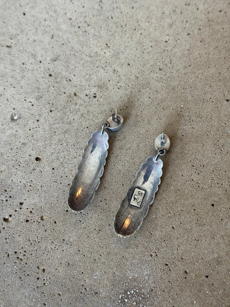 Vintage Sterling Silver Feather Earrings