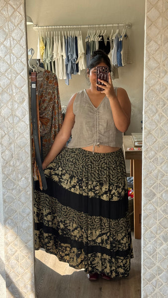 Vintage Multi Print Maxi Skirt