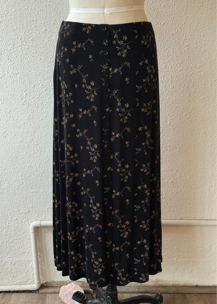 Vintage Floral Button Skirt