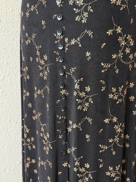 Vintage Floral Button Skirt