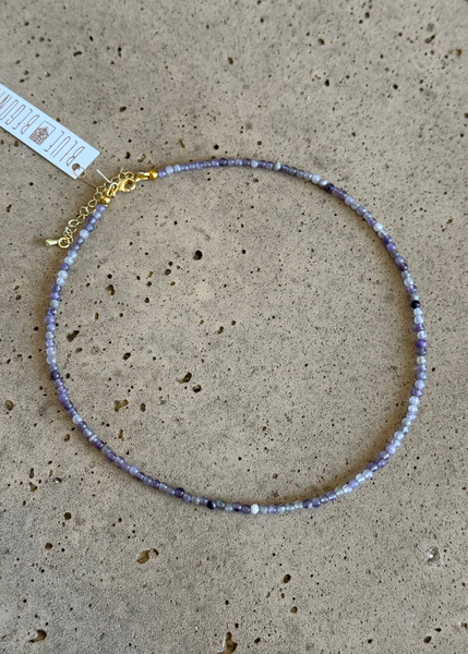 Amethyst Beaded Necklace - 2mm