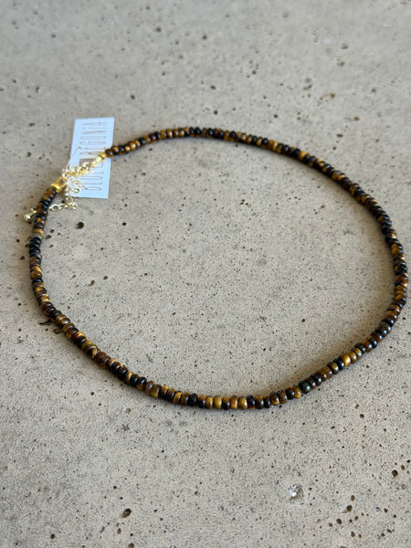 Tiger's Eye Beaded Necklace - 4mm