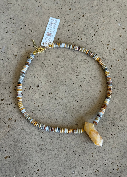 Crazy Agate/Citrine Beaded Necklace