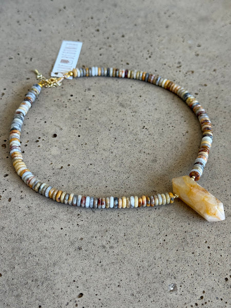 Crazy Agate/Citrine Beaded Necklace