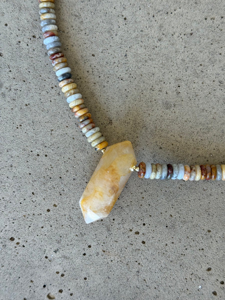Crazy Agate/Citrine Beaded Necklace