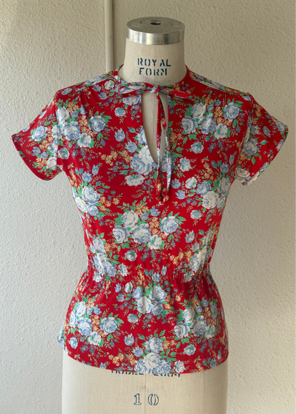 Vintage Floral Peplum Blouse