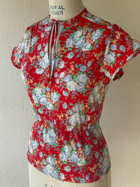 Vintage Floral Peplum Blouse