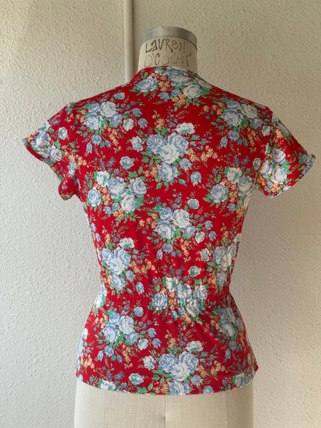 Vintage Floral Peplum Blouse
