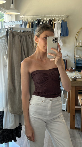 Lace Textured Tube Top - French Roast