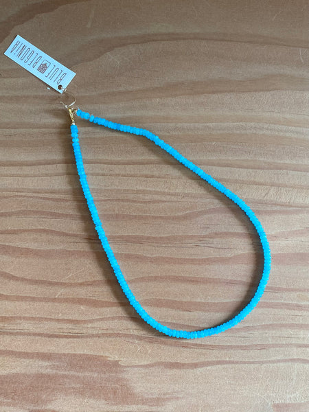 Blue Dyed Quartz Beaded Necklace - 2mm