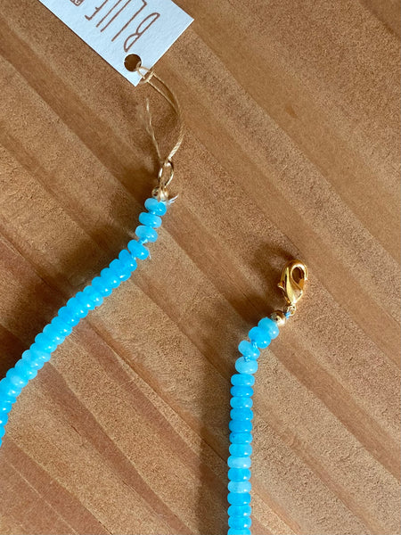 Blue Dyed Quartz Beaded Necklace - 2mm