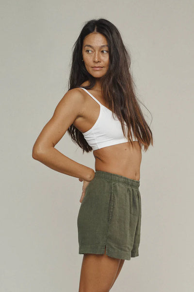 Makena Hemp Linen Short - Olive Green