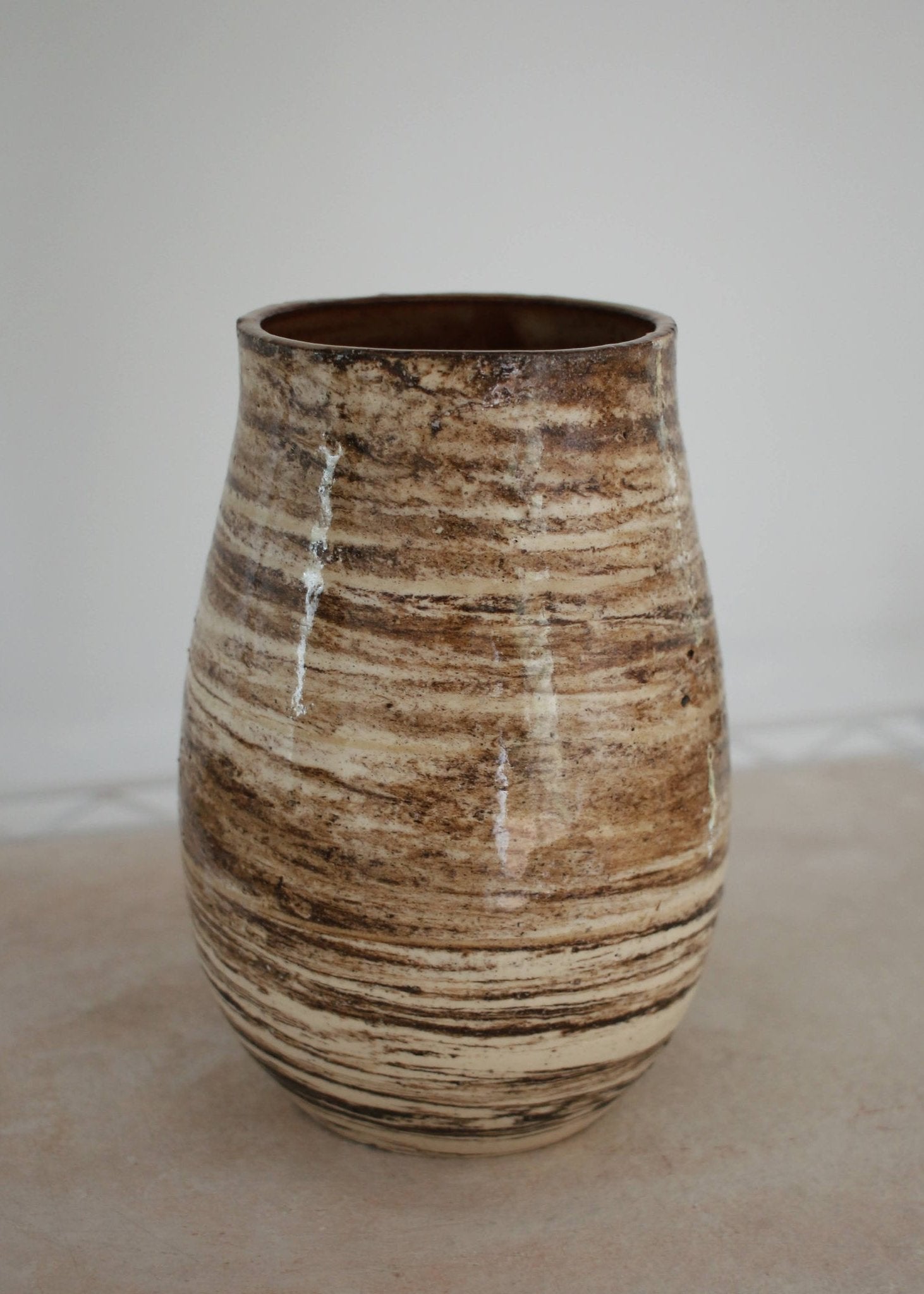 Marbled White Clay Vase