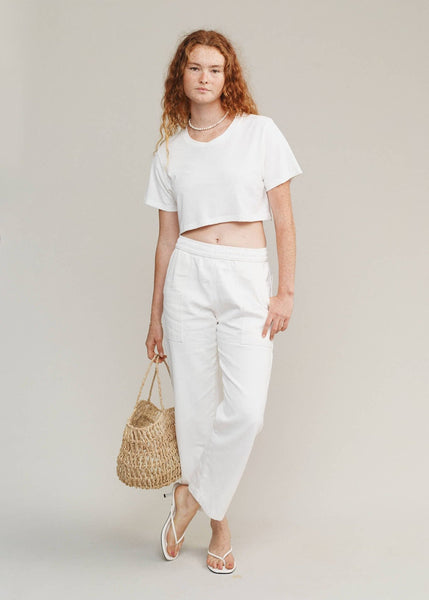 Super Cropped Lorel Tee - Washed White