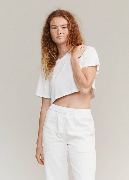 Super Cropped Lorel Tee - Washed White