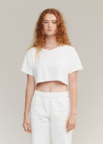 Super Cropped Lorel Tee - Washed White