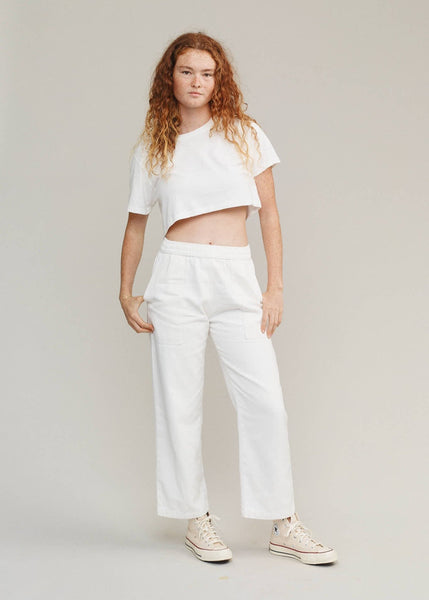 Super Cropped Lorel Tee - Washed White