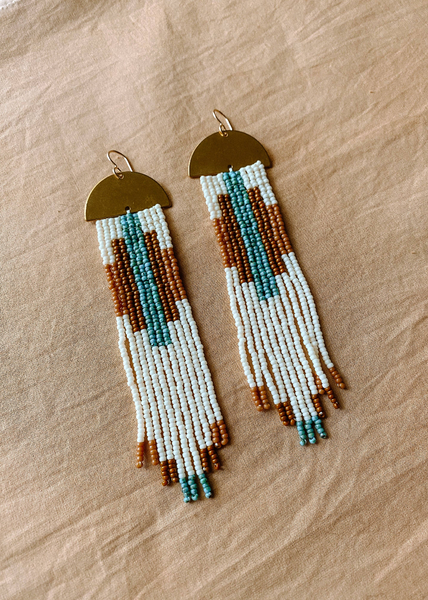 Temple Beaded Earrings - Turquoise