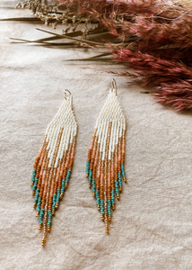 Fallen Beaded Earrings - Turquoise