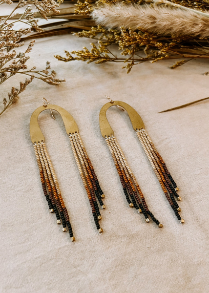 Archway Beaded Earrings - Brown