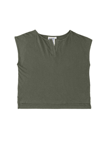 Green sleeveless top on a white background