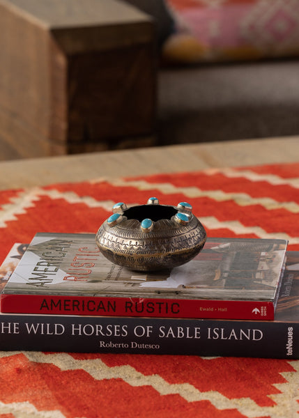 Silver & Turquoise Scalloped Pot