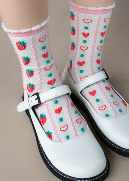 Retro Strawberry Socks - Pink