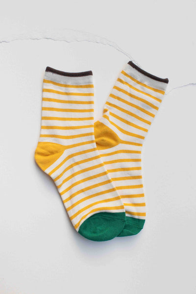 Tiepology - Classic Stripe Cotton Socks: Yellow
