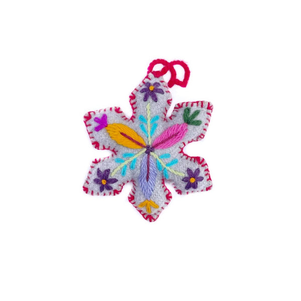 Pointed Snowflake Embroidered  Ornament